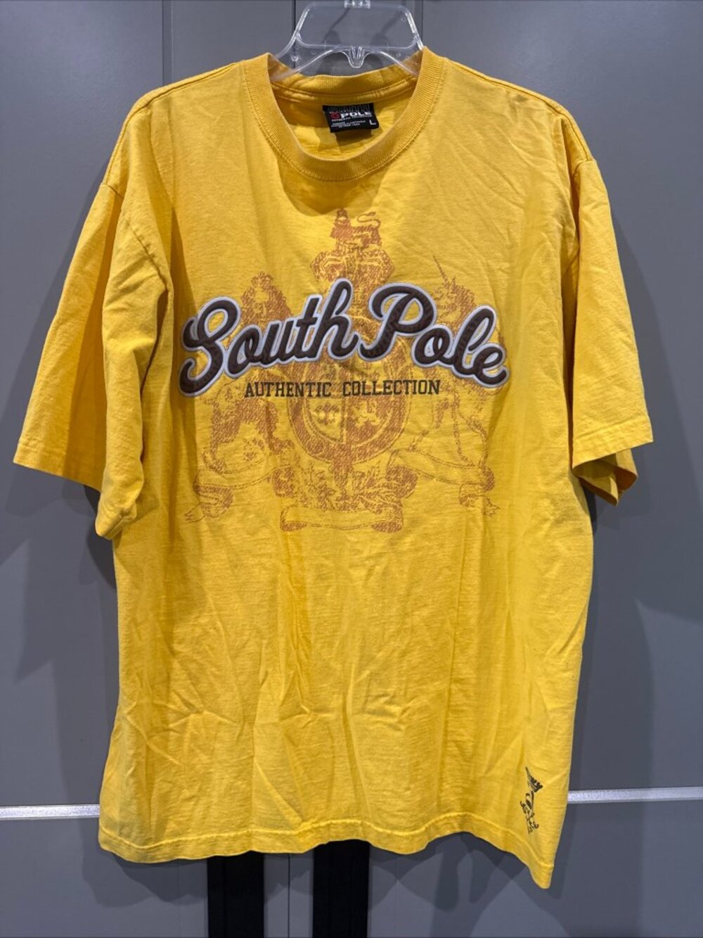 Southpole Shirt Mens L Yellow Graphic Tee Urban Streetwear Stain Flaw Cotton